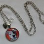 White Brown Dog orange cabochon charm pendant necklace