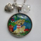 American golden Puppy Dog cabochon charm pendant necklace American golden Puppy Dog cabochon charm pendant necklace