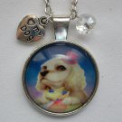 Dog cocker spaniel with scarf and hat cabochon charm pendant necklace Dog cocker spaniel with scarf and hat cabochon charm pendant necklace