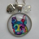 Rainbow Dog german shepherd cabochon charm pendant necklace Rainbow Dog german shepherd cabochon charm pendant necklace