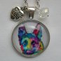 Rainbow Dog german shepherd cabochon charm pendant necklace