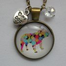 Dog rainbow bulldog cabochon charm pendant necklace Dog rainbow bulldog cabochon charm pendant necklace