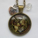 Celtic dog brown cabochon charm pendant necklace Celtic dog brown cabochon charm pendant necklace