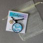 Wolf blue aqua snow cabochon snowflake charm pendant necklace
