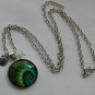 Aqua blue green sea shell cabochon seashell charm pendant necklace