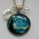 Starry Night Van Gogh blue cabochon charm pendant necklace Starry Night Van Gogh blue cabochon charm pendant necklace