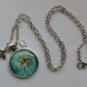 Angel light blue cabochon charm pendant necklace