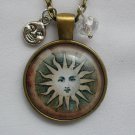 Vintage Sun face brown cabochon moon charm pedant necklace Vintage Sun face brown cabochon moon charm pedant necklace