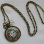 Vintage Sun face brown cabochon moon charm pedant necklace