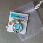 Tree blue pink leaves cabochon charm pendant necklace