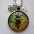 Queen Bee cabochon priness charm pendant necklace Queen Bee cabochon priness charm pendant necklace