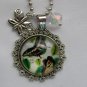 Butterfly black yellow flower cabochon charm pendant necklace