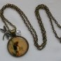 Fairy brown cabochon dragonfly charm pendant necklace