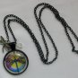 Rainbow Dragonfly cabochon charm pendant necklace