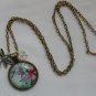 Dragonfly Eiffel Tower cabochon charm pendant necklace