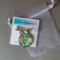 Aqua blue Dragonfly with rose cabochon charm pendant necklace