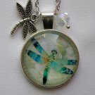 Blue aqua dragonfly cabochon charm pendant necklace Blue aqua dragonfly cabochon charm pendant necklace