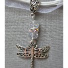 Dragonfly charm AB crystal pendant on white organza ribbon necklace Dragonfly charm AB crystal pendant on white organza ribbon necklace