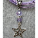 Star charm crystal bead pendant on purple organza ribbon necklace Star charm crystal bead pendant on purple organza ribbon necklace