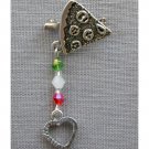I Love Pizza Italian charm crystal bead dangle lapel pin I Love Pizza Italian charm crystal bead dangle lapel pin