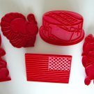 Vintage plastic cookie cutter flag pig rabbit turkey birthday cake lot of 5 Vintage plastic cookie cutter flag pig rabbit turkey birthday cake lot of 5