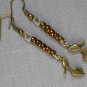 Bronze high heel shoe charm brown bead earrings