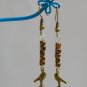 Bronze high heel shoe charm brown bead earrings