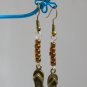 Bronze flip flop shoe charm brown bead earrings