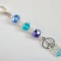 Peace sign Zipper Purse Charm aqua blue ombre crystal bead