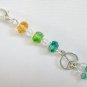 Peace sign Zipper Purse Charm green yellow crystal bead