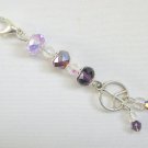 Peace sign Zipper Purse Charm purple ombre crystal bead