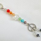 Peace sign Zipper Purse Charm rainbow groovy crystal bead