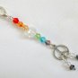 Peace sign Zipper Purse Charm rainbow groovy crystal bead