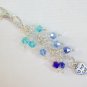 Heart my cat Zipper Purse Charm blue aqua ombre crystal bead