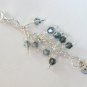 Heart My Cat Zipper Purse Charm Denim Blue Crystal Bead