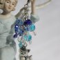 Kitty Cat Zipper Purse Charm Blue Aqua Crystal Bead