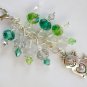 Kitty cat Zipper Purse Charm green crystal glass bead