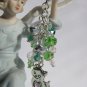 Kitty cat Zipper Purse Charm green crystal glass bead