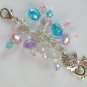 Kitty cat Zipper Purse Charm pink purple blue crystal bead