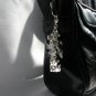 Kitty cat Zipper Purse Charm grey black crystal bead