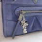 Kitty cat Zipper Purse Charm grey black crystal bead