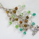 I love my cat Zipper Purse Charm green brown crystal bead I love my cat Zipper Purse Charm green brown crystal bead