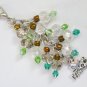 I love my cat Zipper Purse Charm green brown crystal bead