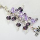 I love my cat Zipper Purse Charm purple crystal bead