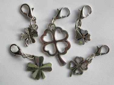 Four leaf clover Zipper Purse Charm good luck Lot of 4