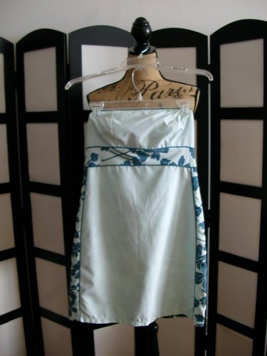 Wassimo NWT reversible 2 style blue floral strapless empire dress M