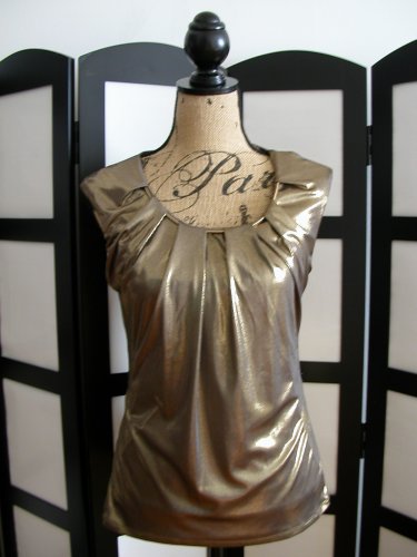 Premise Studio NWT shiny gold bronze foil tank sleeveless evening top S