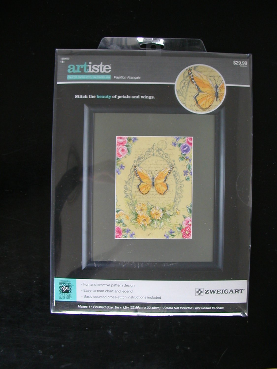 Artiste Papillon Francais Monarch Butterfly Flowers Counted Cross