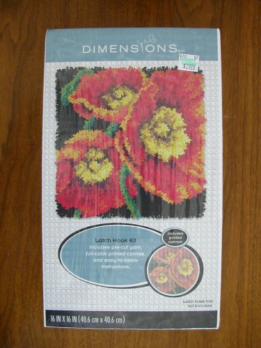 Dimensions Poppies flower latch hook rug kit 72-75205