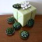 Handmade green shades snowflake felt ornament on black lot handmade